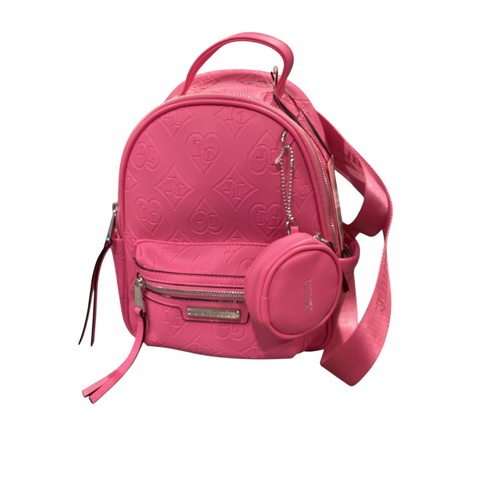 Juicy Couture Rosie Mini Backpack Juicy Pink Embossed Hearts with Coin Purse NWT